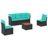 vidaXL 6-dijelni set vrtnih sofa od poliratana s jastucima crni