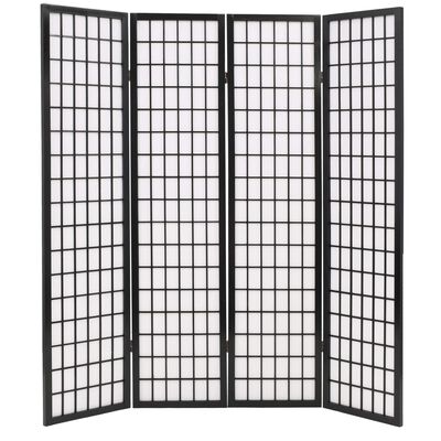 vidaXL Sklopiva sobna pregrada s 4 panela u japanskom stilu 160x170 cm crna