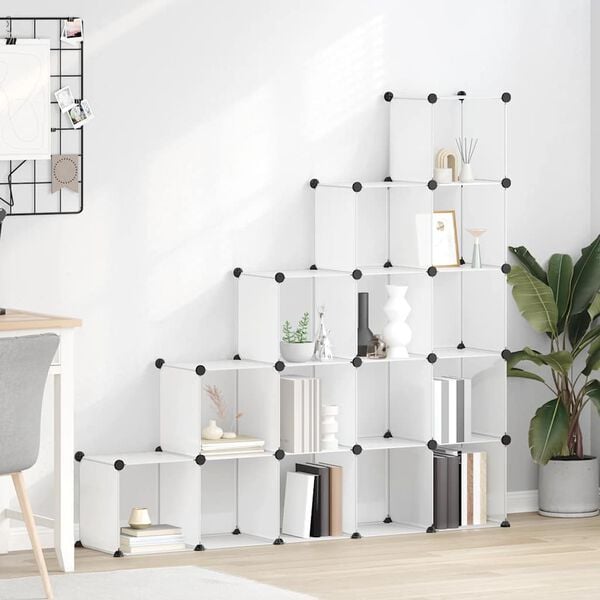 vidaXL Kockasti organizator za pohranu s 15 kocki prozirni PP