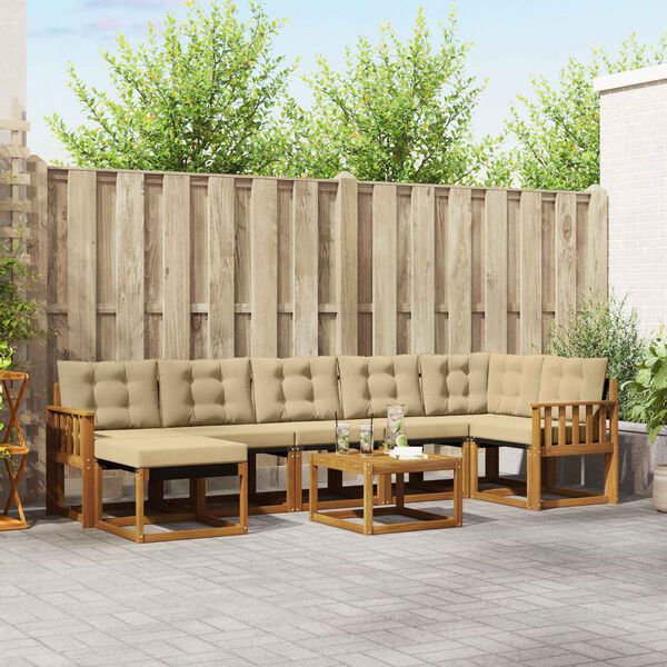 vidaXL Set vanjskih sofa s jastukom 8 pcs Prirodna i bež
