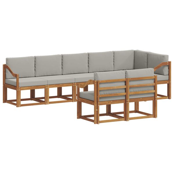 vidaXL Set vanjskih sofa s jastukom 8 pcs Prirodna i svijetlo siva