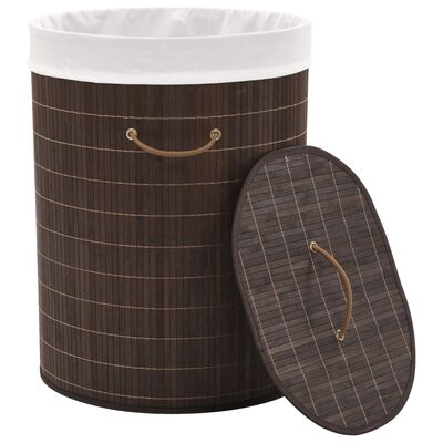 vidaXL Košara za rublje od bambusa ovalna tamnosmeđa
