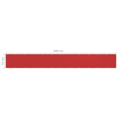 vidaXL Balkonski zastor crveni 75 x 600 cm HDPE