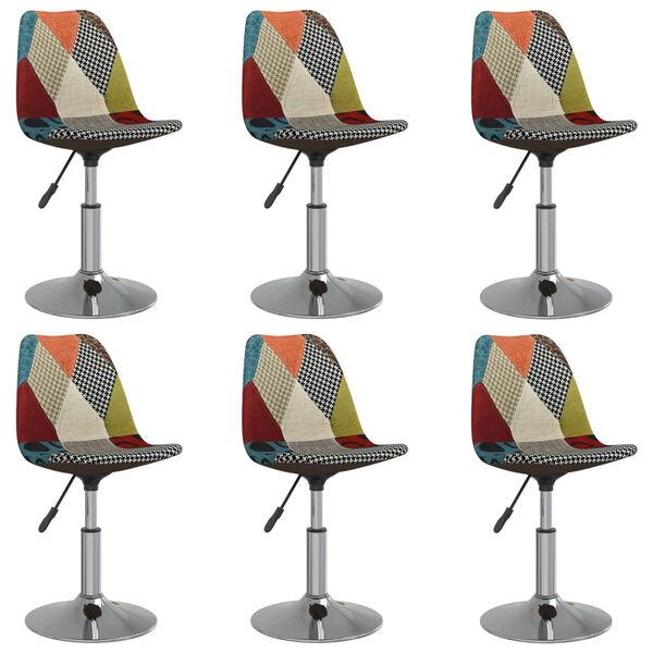 vidaXL Okretne blagovaonske stolice 6 kom od tkanine s patchworkom