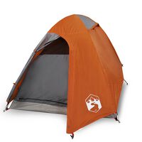 vidaXL Šator za 2 osobe sivo-narančasti od tkanine vodootporan