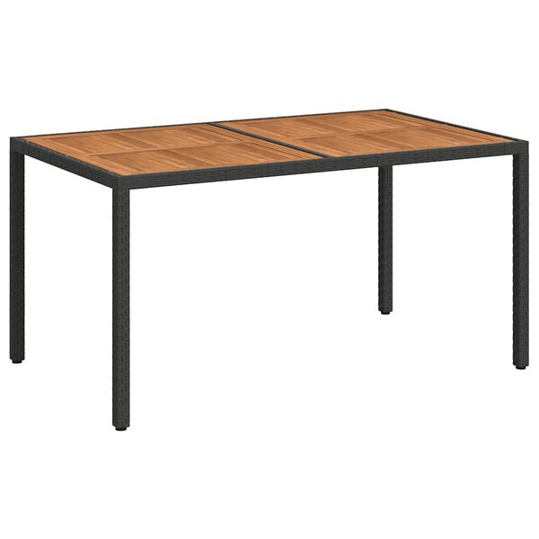 vidaXL Vrtni stol od poliratana i bagremovog drva 150x90x75 cm crni