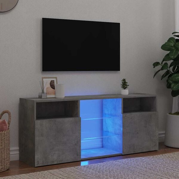 vidaXL TV ormarić s LED svjetlima siva boja betona 120 x 30 x 50 cm