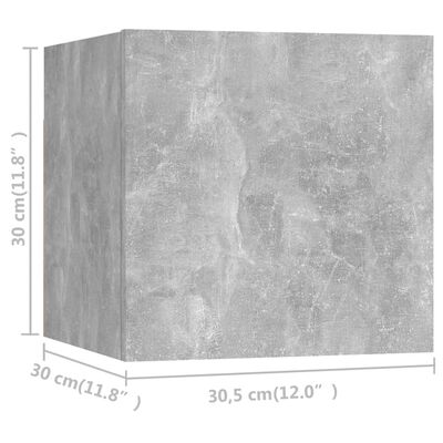 vidaXL Zidni TV ormarići 8 kom siva boja betona 30,5 x 30 x 30 cm