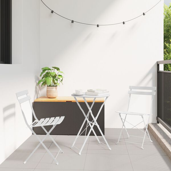 vidaXL Sklopivi bistro set 3 pcs Bijelo Čelik