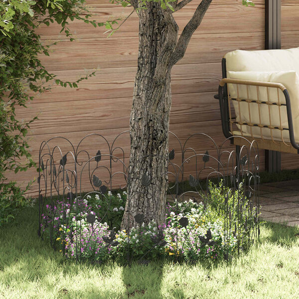 vidaXL Vrtna Ograda Re&scaron;etkasti Crna 307 x 54,5 x 0,3 cm