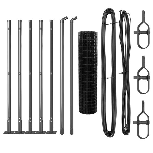 vidaXL Ograda s postovima Siva 0,4 x 10 m Čelik i PVC