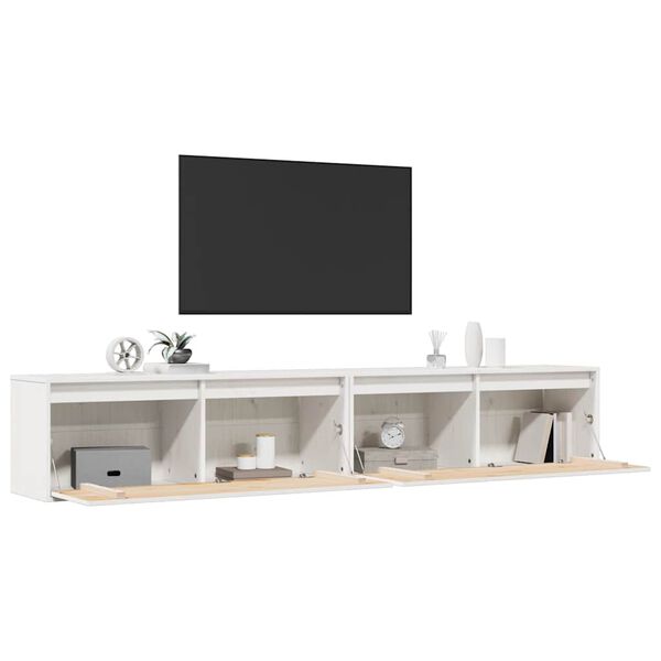 vidaXL Zidni ormarići 2 kom bijeli 100 x 30 x 35 cm masivna borovina