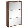vidaXL Ormarić za cipele s ogledalom 3razine Smeđi hrast 63x17x102,5cm