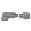 vidaXL 3-dijelni set sofa s jastucima svjetlosivi od tkanine