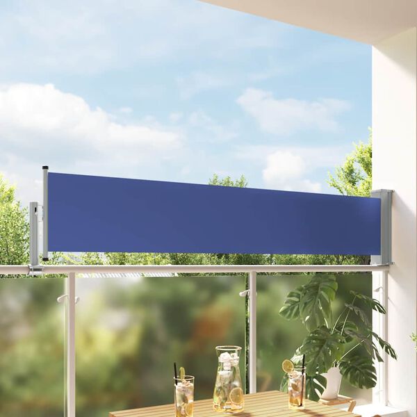 vidaXL Uvlačiva bočna tenda za terasu 60 x 300 cm plava