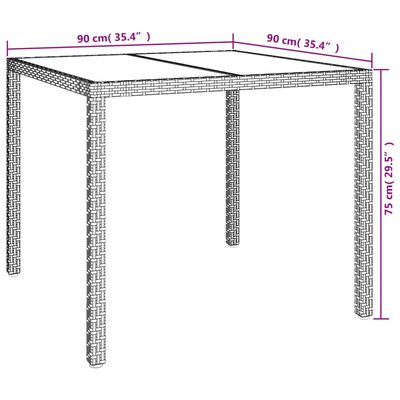 vidaXL Vrtni stol 90 x 90 x 75 cm od kaljenog stakla i poliratana bež