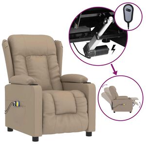 vidaXL Električni masažni naslonjač od umjetne kože boja cappuccina