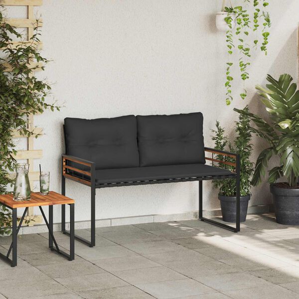 vidaXL Drvena klupska klupa s jastukom Siva 114 x 55 x 77 cm