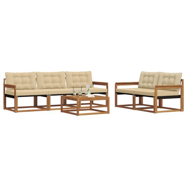 vidaXL Set vanjskih sofa s jastukom 6 pcs Prirodna i bež