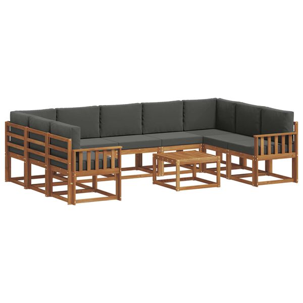 vidaXL Set vanjskih sofa s jastukom 10 pcs Prirodna i antracit