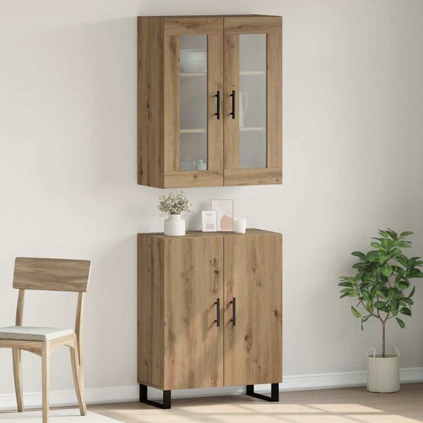 vidaXL Highboard 2 pcs hrast artisan Konstruirano drvo