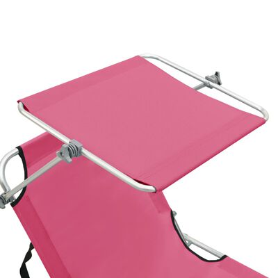 vidaXL Sklopiva ležaljka za sunčanje s krovom čelična magenta roza