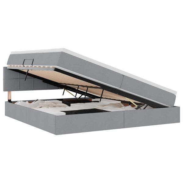 vidaXL Krevet s prostorom za pohranu s LED-om Svijetlo siva tkanina