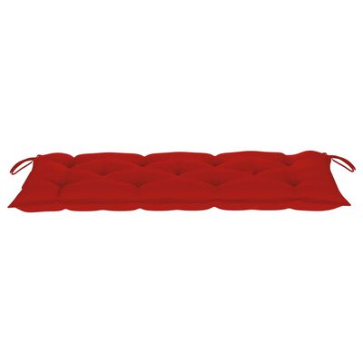 vidaXL Klupa Batavia s crvenim jastukom 120 cm od masivne tikovine