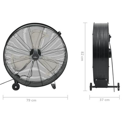 vidaXL Industrijski ventilator s bubnjem 77 cm 240 W crni