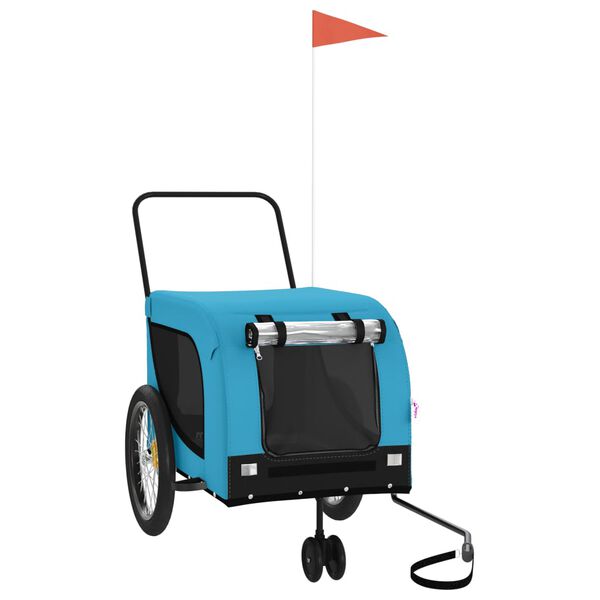 vidaXL Prikolica za bicikl za ljubimce plavo-crna od tkanine i željeza