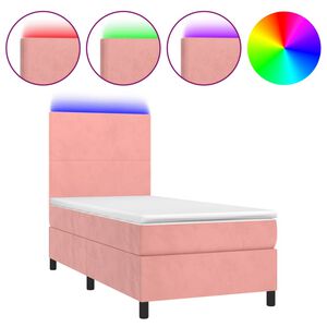 vidaXL Krevet box spring s madracem LED ružičasti 80x200 cm bar&scaron;unasti