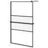 vidaXL Pregrada za tu&scaron; s policom crna 115x195 cm staklo ESG i aluminij