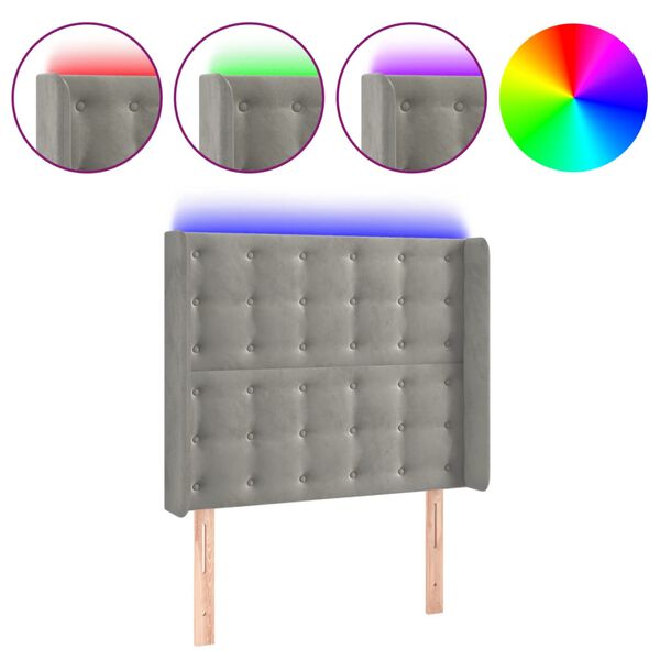 vidaXL LED uzglavlje svjetlosivo 83 x 16 x 118/128 cm bar&scaron;unasto