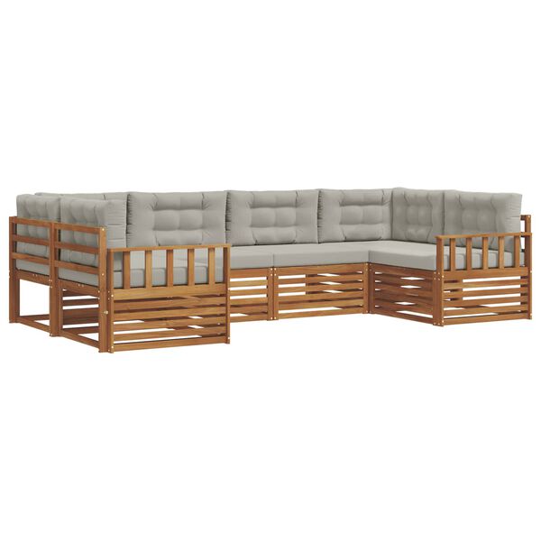 vidaXL Setovi sofa 6 pcs Prirodna i svijetlo siva Čvrsto drvo akacije