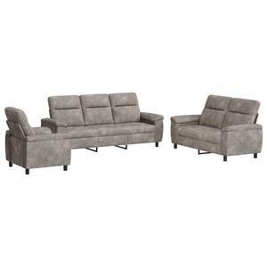 vidaXL Set sofe 3 pcs Svjetlosiva Umetnička suknja koža