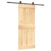 vidaXL Klizna vrata Prirodna i crna 85 x 210 cm Čvrsta borovina