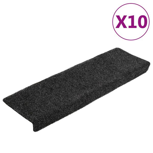 vidaXL Prostirke za stepenice samoljepljive 10 kom 65x21x4 cm tamnosive pravokutne rubove