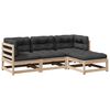 vidaXL 4-dijelni set vrtnih sofa od masivne borovine s jastucima
