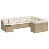 vidaXL 10-dijelni set vrtnih sofa s jastucima bež od poliratana