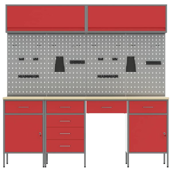 vidaXL Radni ormar s ladicama 10 pcs Crna Inženjerska drva i čelik