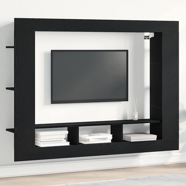 vidaXL TV ormar Zidne Crni hrast 152 x 22 x 113 cm Konstruirano drvo