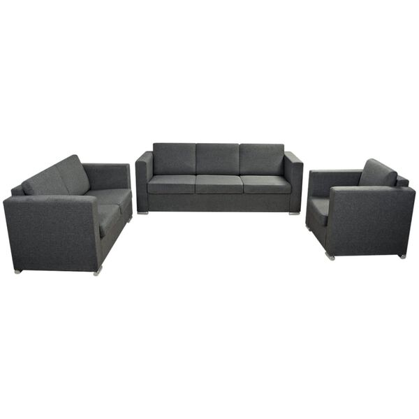 vidaXL Trodijelni set sofa od tkanina tamnosivi
