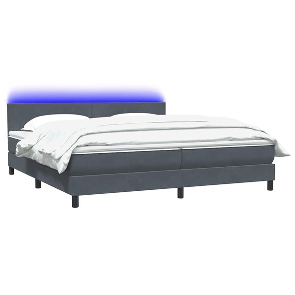 vidaXL Box Spring krevet s madracem i LED tamnosivi 200x210 cm bar&scaron;unasti