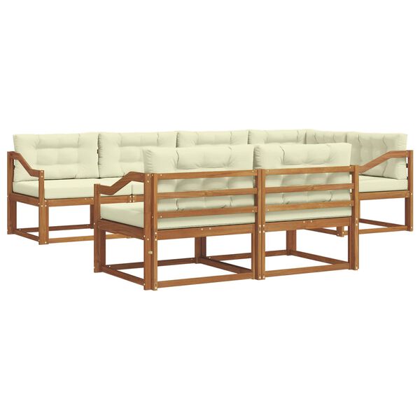 vidaXL Set vanjskih sofa s jastukom 7 pcs Prirodna i krem