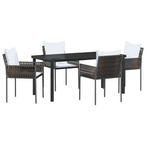 vidaXL Vrtni set za objed 5 pcs Smeđa i crna PE ratan