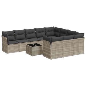 vidaXL 11-dijelni set vrtnih sofa poliratan s jastucima svijetlosivi