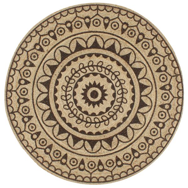 vidaXL Ručno rađeni tepih od jute s tamnosmeđim uzorkom 90 cm