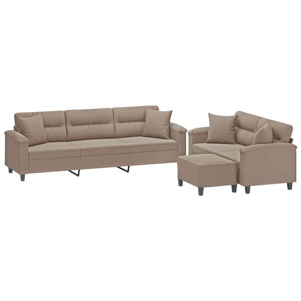 vidaXL 3-dijelni set sofa s jastucima smeđesivi od mikrovlakana