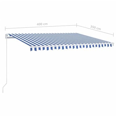 vidaXL Tenda na ručno uvlačenje 400 x 350 cm plavo-bijela