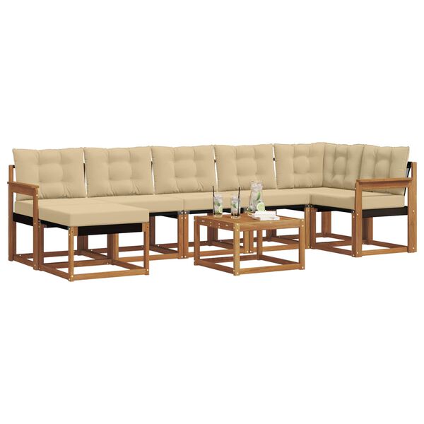 vidaXL Set vanjskih sofa s jastukom 8 pcs Prirodna i bež